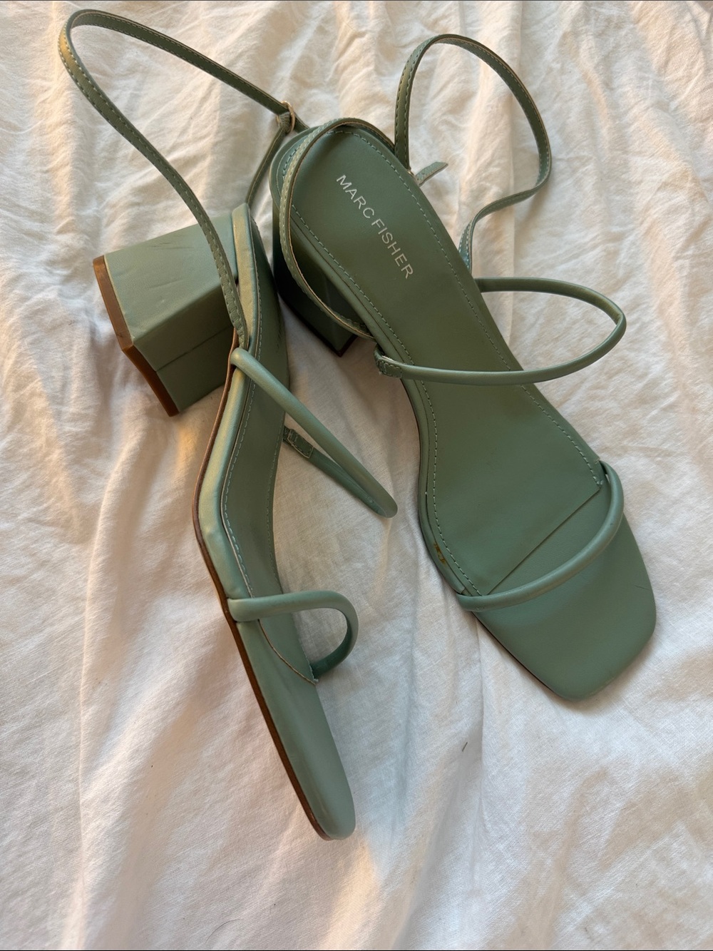 Marc Fisher Sage Green Strappy Sandals - Picture 2 of 4